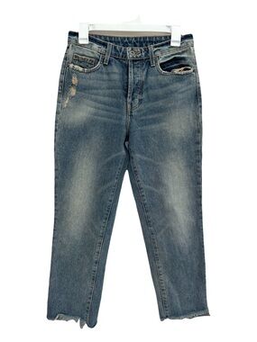 Carmar Distressed High-Rise Cropped Button Fly Jeans Faded Blue Size 27 Women’s